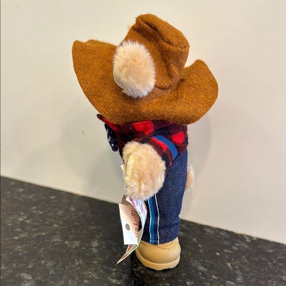 Vintage Wendy's Furskins Teddy Bear 1986 Plush Toy Christmas Farmer with 7”. - Picture 3 of 7